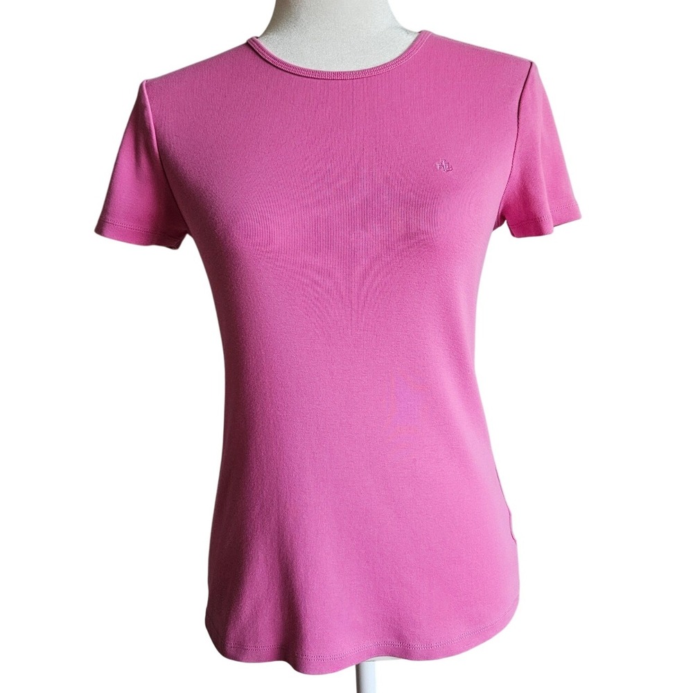 Ralph Lauren T-Shirt Size M Pink Cotton Classic RLL Logo Tee Preppy Essential